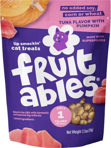 Sorpresas crujientes de frutas para gatos | Saludables sorpresas para gatos con ingredientes limitados | Bajas en calorías | 2.5 onzas