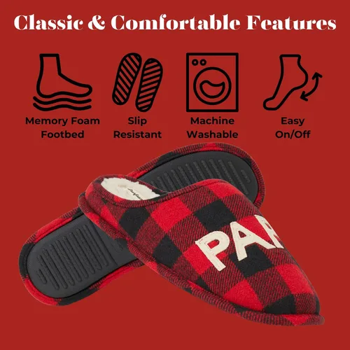 Miniatura 5 de Dearfoams Pantuflas de Navidad a juego para hombre con diseño de papá oso