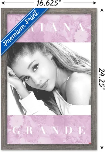 Miniatura 3 de Trends International Ariana Grande - Póster de pared floral, 14.725 x 22.375 pulgadas, versión enmarcada de madera de granero