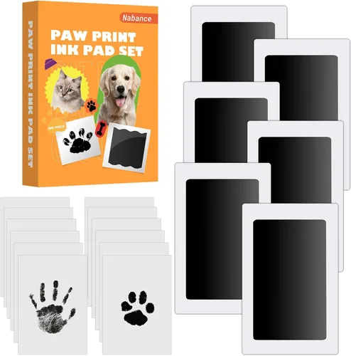 Miniatura 10 de Nabance Kit de impresión de huellas sin tinta para perros, gatos y bebés, 4 almohadillas de tinta Clean Touch y 8 tarjetas de impresión, kit