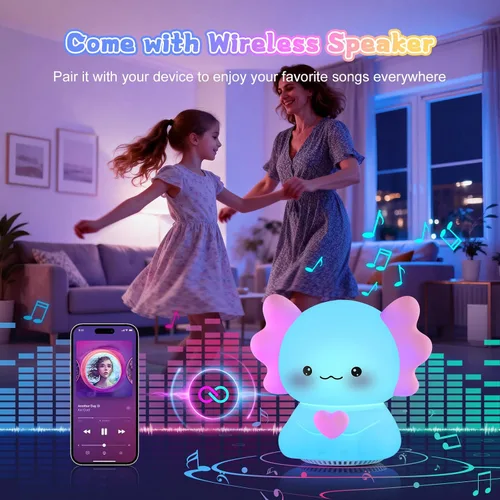 Miniatura 4 de Luz nocturna para niños con altavoz inalámbrico, portátil de 7 colores, lámpara de noche de tacto cálido regulable con control remoto, máquina