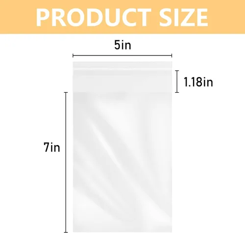 Miniatura 2 de MoloTAR 200 bolsas de celofán resellables transparentes de 5 x 7 pulgadas, buenas para panadería, golosinas adhesivas, velas, jabón, bolsas
