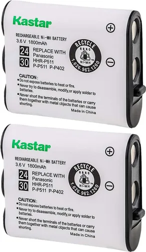 Kastar HHR-P511 / HHR-P402 - Batería (2 unidades), batería recargable tipo 24/30 NI-MH para teléfono inalámbrico de 3.6 V, 1800 mAh, repuesto para