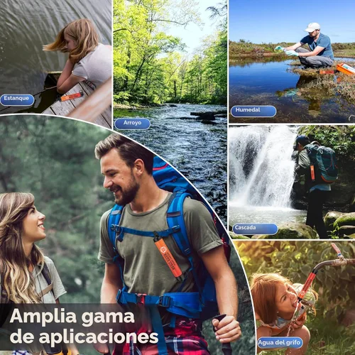 Miniatura 7 de Paquete de 5 filtros de agua con pajilla, kit de equipo de supervivencia para campamento y senderismo al aire libre, para uso familiar, popotes de 5
