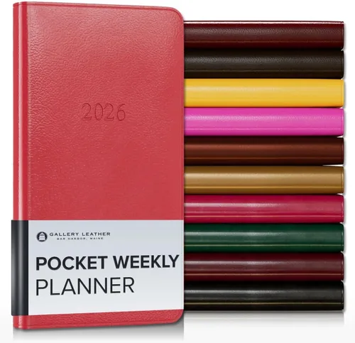 Miniatura 81 de Gallery Leather Agenda semanal y mensual grande 2025-2026, agenda y cuaderno con elegantes bordes de página dorados dorados, 12 meses, cactus Cactus