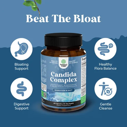 Miniatura 3 de Candida Cleanse Detox para mujeres – Desintoxicación intestinal antisobrecrecimiento para mujeres con ácido caprílico negro nogal ajenjo y orégano