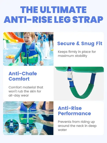 Miniatura 3 de Gogokids Chaleco de natación para niños de 1-2-3-5-7-9 años, chaqueta de natación de neopreno para niños con correa de seguridad ajustable y Azul