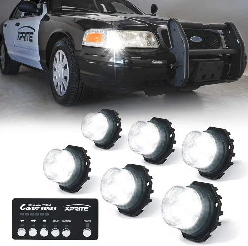 Miniatura 18 de Xprite Kit de luces estroboscópicas LED ámbar ocultas, 20 patrones intermitentes con panel de control, faros, luces traseras, luces antiniebla