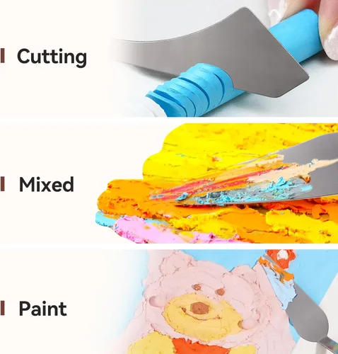 Miniatura 5 de Juego de 3 cuchillos de paleta de acero inoxidable espátula cuchillo de paleta para pintura al óleo, pintura acrílica, cuchillo de pintura Lightwish