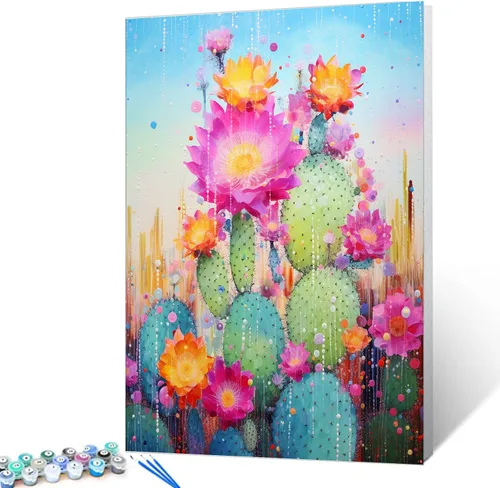 Miniatura 10 de Tucocoo Kits de pintura por números de lavanda con pinceles y pigmento acrílico sobre lienzo para adultos, hermoso proyecto de manualidades florales