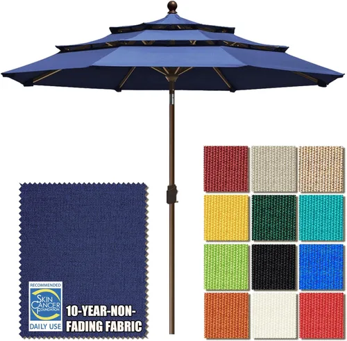 Miniatura 63 de EliteShade USA Sombrilla de Mercado de 10 Años Sin Decoloración de 9 Pies 3 Niveles Sombrilla de Patio Sombrilla de Mesa para Exteriores con Beige