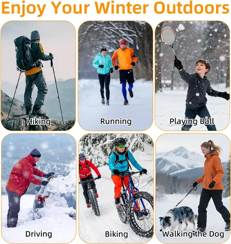 Miniatura 8 de Ryaco Guantes térmicos de invierno para hombres y mujeres, guantes cálidos con aislamiento para clima frío, impermeables, pantalla táctil