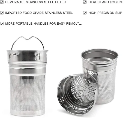 Miniatura 8 de Botella de té COMI, 14 oz, vidrio de borosilicato, de doble pared, con infusor y colador, tapa de bambú, 400ml