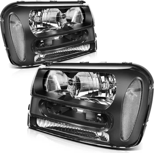 Miniatura 13 de Conjunto de faros delanteros para Chevy Avalanche 1500 2003-2006 para Avalanche 2500 03-06 para 1500 Classic 2007 carcasa negra reflector ámbar