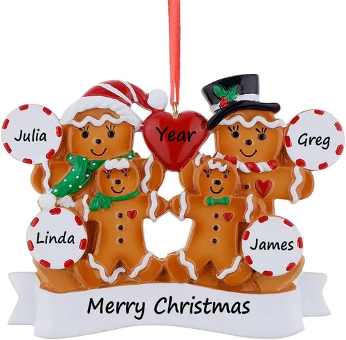 2025 Adorno de Navidad Familiar - Adorno Personalizado de Familia de 3 de Jengibre - Adornos de Navidad de Pareja Horneando Galletas - Adornos 2025