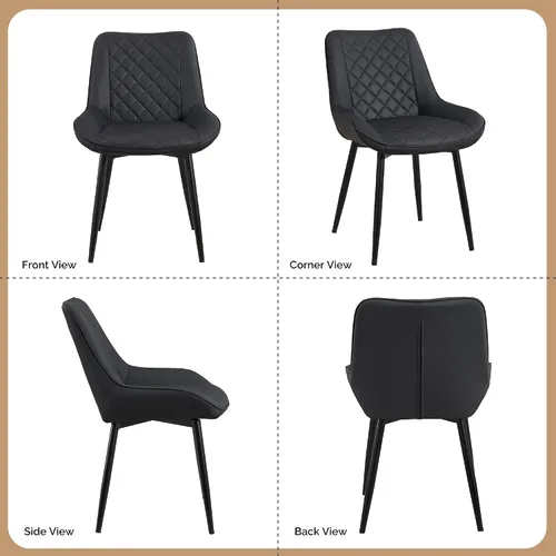Miniatura 3 de Silla de Comedor, Sillas de Comedor Modernas con Cojines Gruesos, Sillas de Comedor de Cocina y Salón Tapizadas en Cuero Sintético con Patas Negro