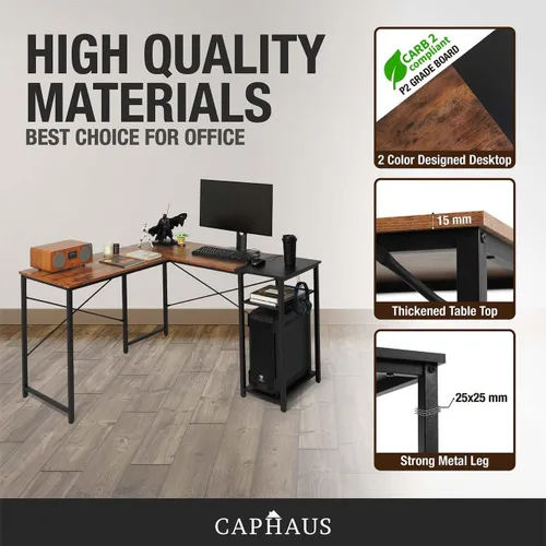 Miniatura 6 de CAPHAUS Escritorio para computadora de 40 pulgadas con estantes de almacenamiento de 2 niveles, para oficina en casa y juegos, escritorio