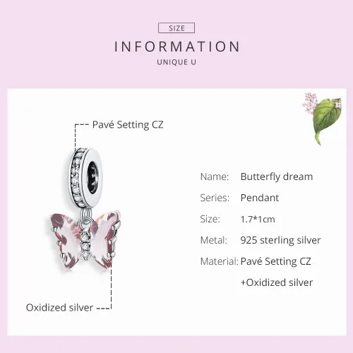 Miniatura 6 de MUNDELL Auténtica plata de ley 925 con colgante de sol, mariposa, corazón, luna, loto y circonita cúbica brillante para pulsera o brazalete original