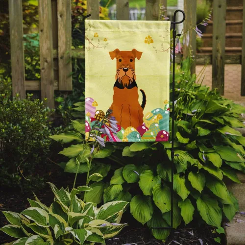 Miniatura 2 de Caroline's Treasures BB6041GF - Bandera decorativa para jardín con diseño de huevos de Pascua Airedale, bandera decorativa para patio exterior