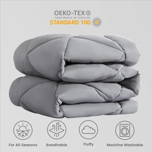 Miniatura 6 de SLEEP ZONE - Juego de edredón reversible y refrescante tamaño Queen, relleno alternativo relleno alternativo suave, transpirable y cálido para todo