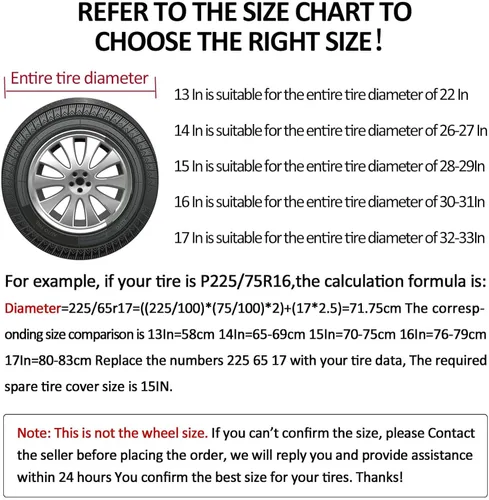 Miniatura 4 de Cubierta de neumático de repuesto, protectores de neumáticos impermeables, ajuste universal para Jeep, Trailer, RV, SUV, camión y muchos vehículos.