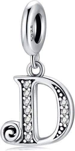 BETTY&SARAH Dijes de plata de ley 925 con letras para pulseras y collares, dije con inicial del alfabeto, regalo de joyería para mujer