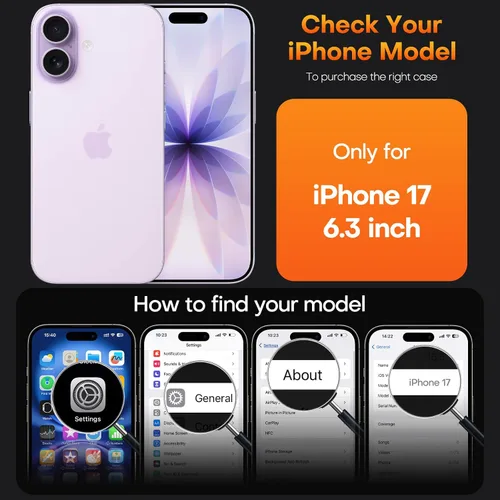 Miniatura 2 de TAURI Funda para iPhone 17, antiamarilleamiento con protector de pantalla, protección de grado militar, a prueba de golpes, delgada para iPhone 17