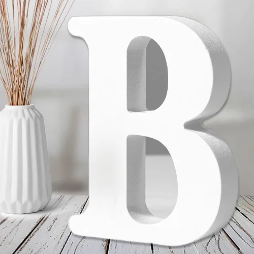 Miniatura 24 de AOCEAN Letras de madera blanca de 6 pulgadas, letras de madera sin terminar para decoración de pared, letras de pie, rebanadas, decoración