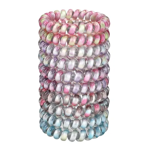 JessLab Lazos en espiral para el cabello para damas, paquete de 10 bandas elásticas de bobina de plástico, accesorio sin daños para mujeres y niños