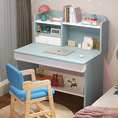 Miniatura 7 de QQXX Adorable juego de escritorio y silla de estudio, mesa de estudio escolar de madera con cajones y silla, escritorio de estudio para estudiantes
