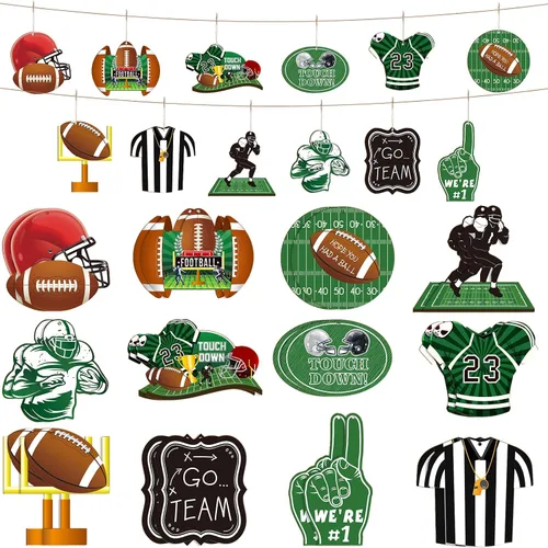 Yulejo 24 adornos colgantes de madera de fútbol para árbol de Navidad, adorno de madera recortado de fútbol, decoración de manualidades, recuerdos