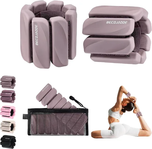 Miniatura 23 de BECOJADDE Juego de 2 pesas para tobillo (1 libra/2 libras cada una) para mujeres y hombres, pulsera ajustable para muñeca para gimnasio en casa