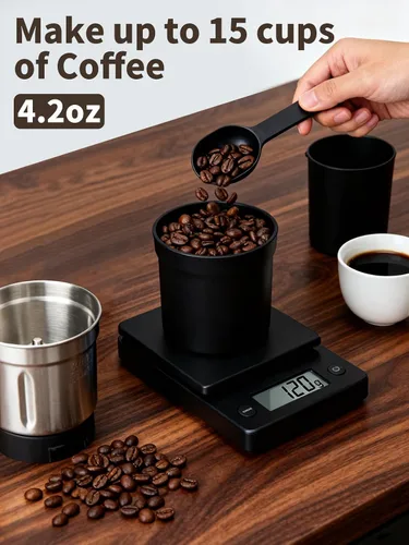 Miniatura 4 de LAOION Molinillo de café eléctrico con cuchillas silenciosas y perilla de temporizador para ajustar de grueso a fino, molinillo de café expreso