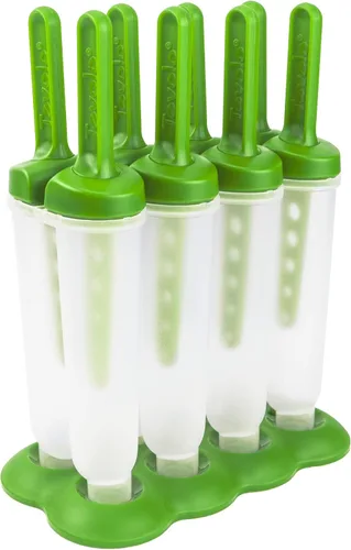 Tovolo Molde para paletas gemelas con palitos, juego de 4 moldes de silicona para paletas heladas para niños pequeños y niños, fácil de llenar, de