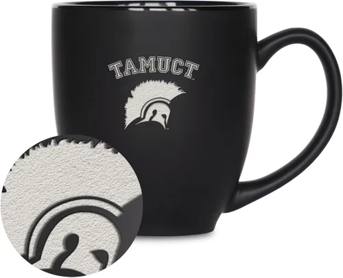 Miniatura 84 de Rico Industries - Taza de cerámica mate negra con grabado láser estándar de 15oz para NCAA (escuelas T & U) - Para bebidas calientes o frías