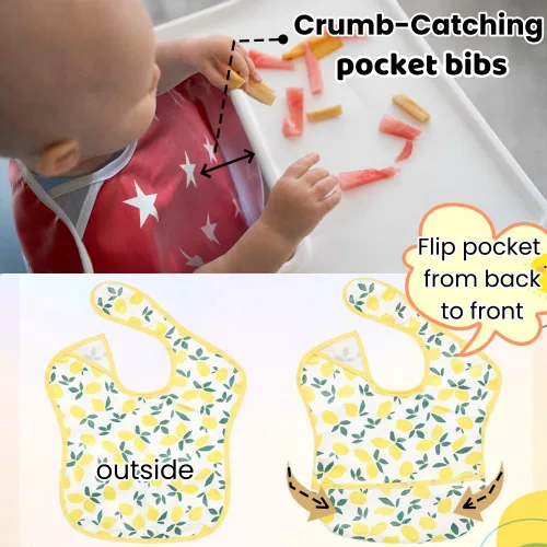Miniatura 3 de TSD Baberos impermeables para bebés, paquete de 5 baberos ajustables para la hora de la comida, para recién nacidos, niños pequeños, fáciles