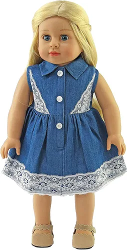 Miniatura 9 de American Fashion World Vestido de lunares y rayas para muñecas de 14 pulgadas Calidad premium y diseño moderno Ropa de muñecas Moda de ropa