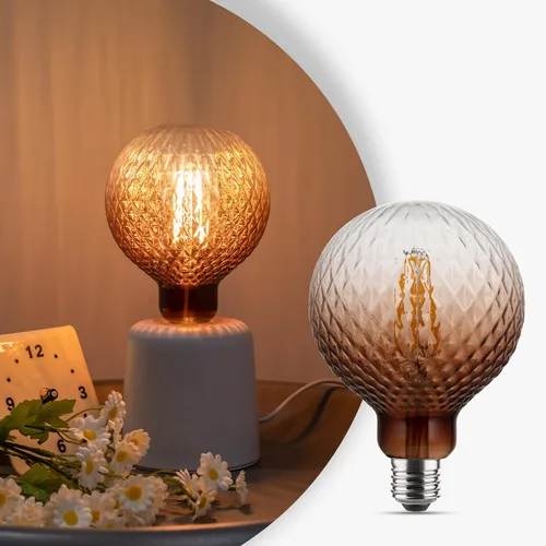 Miniatura 10 de Focos de luz, 4 W, regulables, decorativos, grandes, únicos, ámbar, globo, G125 Edison, bombillas LED con filamento de jaula de ardilla, base media
