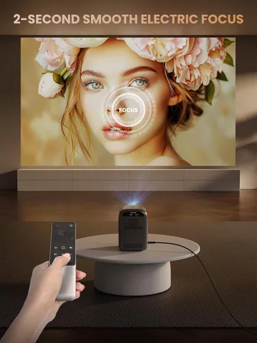 Miniatura 2 de Proyector Mini [Enfoque Eléctrico] GROVIEW Bluetooth, Proyector Portátil Totalmente Sellado, Zoom 75% y Bajo Nivel de Ruido, Proyector de Películas
