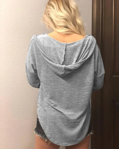 Miniatura 5 de NEKOSI Sudaderas con capucha y cuello en V de manga larga para mujer