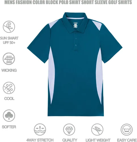 Miniatura 3 de Corna Camisas de golf para hombre que absorben la humedad ajuste seco de secado rápido manga corta estilo casual para hombre