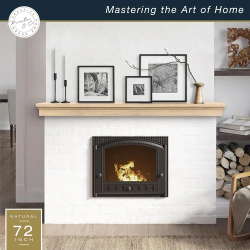 Miniatura 3 de MCS Repisa de 72 Pulgadas, Chimenea Flotante de Madera Maciza con Acabado de Veta Natural de Master & Co, Repisa Flotante Larga para Sala de Estar
