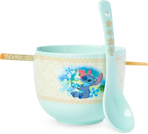 Miniatura 17 de Silver Buffalo Disney Lady and the Tramp Eating Noodles Chinese Love - Cuenco de ramen de cerámica con palillos, apto para microondas, 20 onzas