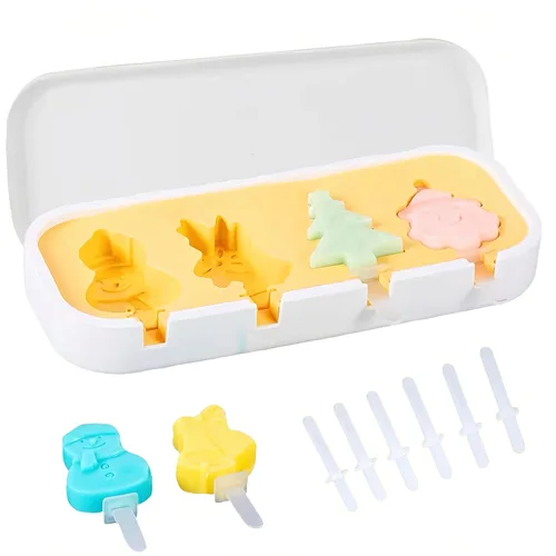 Juego de 4 moldes para hacer paletas de helados, moldes para hacer helados, accesorios de cocina, fácil liberación, leche materna, reutilizable, sin