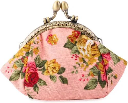 Miniatura 9 de Oyachic Printed Coin Purse Vintage Pouch Buckle Clutch Bags Kiss lock Change Purse Floral Clasp Wallets For Women