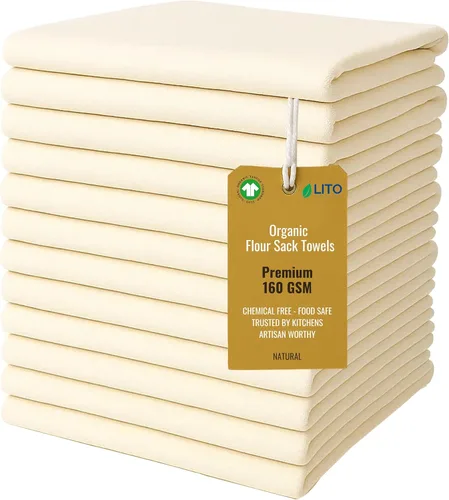 Miniatura 12 de Toallas de saco de harina Toalla de té para manualidades, plato de cocina, toalla de algodón en blanco para bordado, funda de lino para hornear