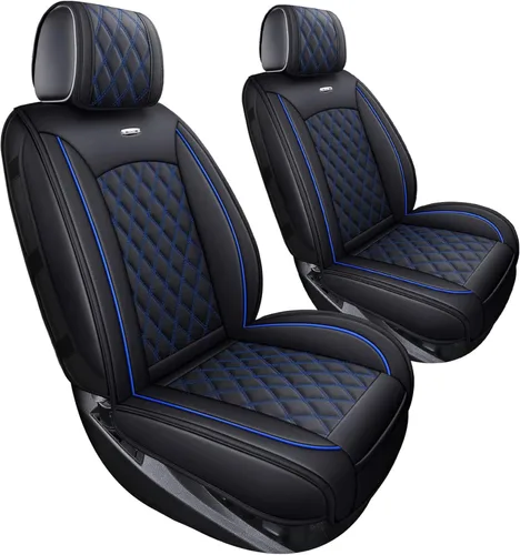Miniatura 7 de Fundas de cuero para asiento delantero de automóvil, para Silverado Sierra Juego completo/Negro