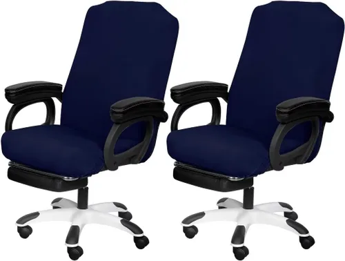 Miniatura 33 de SARAFLORA Paquete de 2 fundas para sillas de oficina, fundas elásticas para sillas de escritorio, fundas extraíbles para silla de oficina con Negro