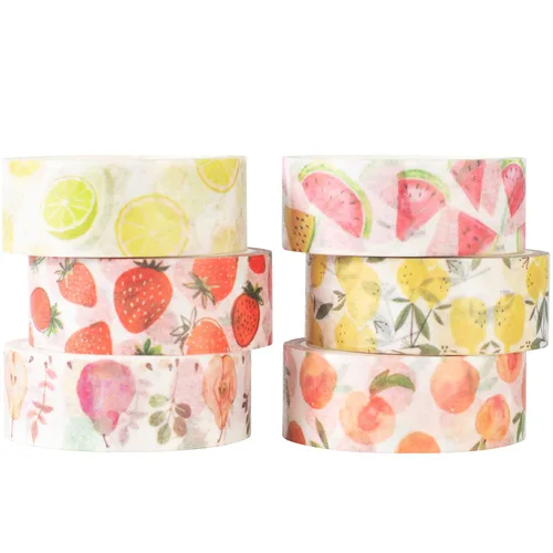 Miniatura 3 de YUBBAEX Juego de 6 rollos de cinta adhesiva washi para plantas, frutas y flores, cinta adhesiva decorativa para artes, manualidades, suministros