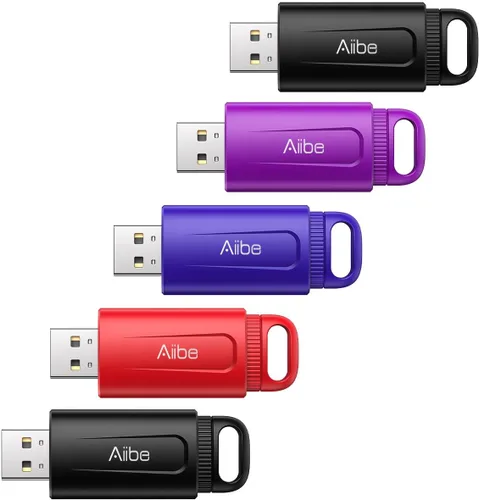 Miniatura 13 de Aiibe Unidad flash USB de 128 GB, paquete de 2 unidades – Unidad de memoria USB 2.0 de 128 GB con llavero (negro y rojo)